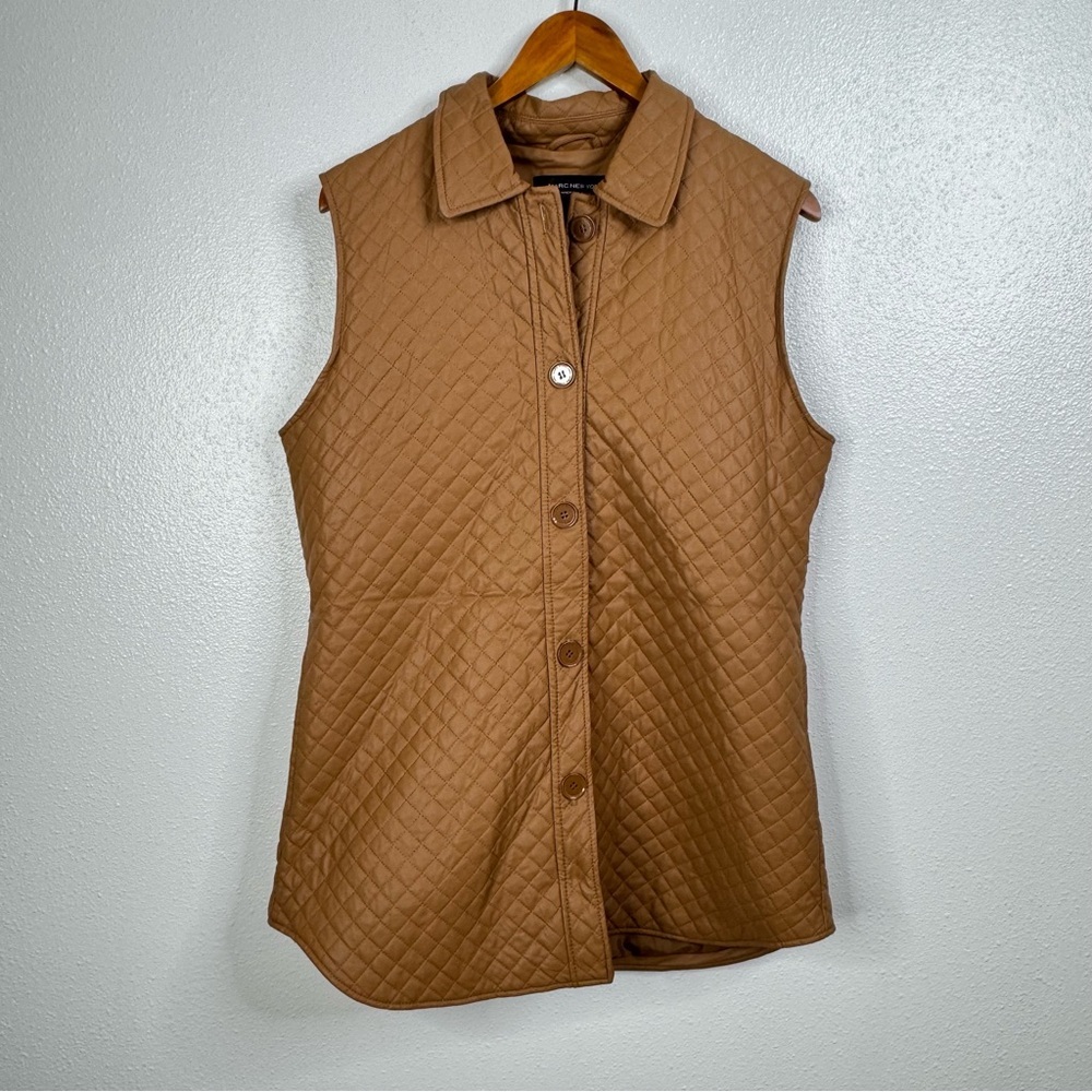Marc New York‎ Brown Faux Leather Quilted Vest Size Medium